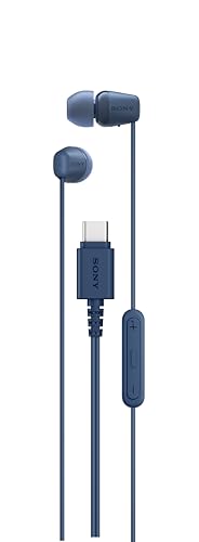 Sony IER-EX15C USB-C Plug, Wired in-Ear Headphones for iPhone and Android Phones, with Built-in Multi-Function Button, Volume and Mic Control, Supports USB Audio Class 1.0 Devices, Blue