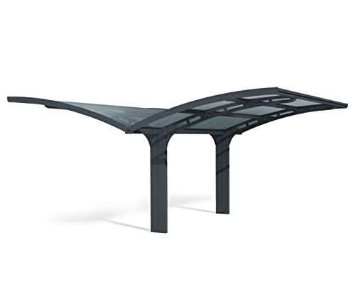 Palram - Canopia Arizona 19 Ft. x 16 Ft. x 9 Ft. Wing Double Carport Aluminum Metal Frame and Polycarbonate Panels Car Port for Outdoor Driveway Car, Truck, RV, Trailer, Boat Storage (Wave Gray)