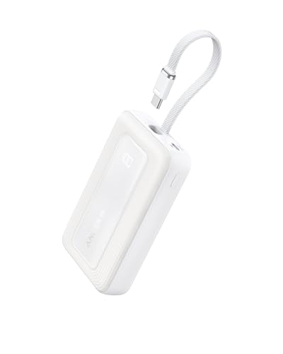 Anker Portable Charger, 10,000mAh 30W Power Bank, USB-C in and Out Fast Charging Battery Pack, Travel Essential Phone Power Bank, for iPhone 17/16, Galaxy and More (White, 10000, Milliamp Hours)