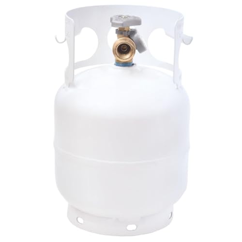 Flame King YSN5LB-GAUGE 5lb Steel Propane Tank Cylinder with Gauge and OPD Valves for Grills and BBQs, Camping, Fishing, & Outdoor Activities, White