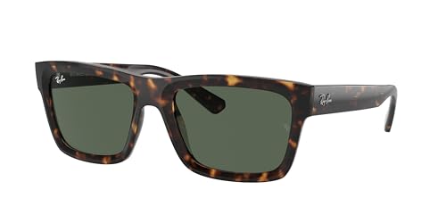 Ray-Ban Men's RB4395F Kiliane Low Bridge Fit Rectangular Sunglasses, Havana/Dark Green, 57 mm