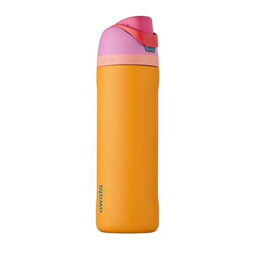 Owala FreeSip Insulated Stainless Steel Water Bottle with Straw for Sports and Travel, BPA-Free, 24-oz, Orchid/Orange (Tropical)