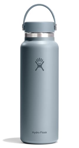 Hydro Flask Water Bottle - Insulated Stainless Steel - Wide Mouth Flex Lid, Non Spill, Leakproof and Refillable in 40 Oz Shale Gray