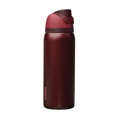 Owala FreeSip Insulated Stainless Steel Water Bottle with Straw, BPA-Free Sports Water Bottle, Great for Travel, 32 Oz, Black Cherry