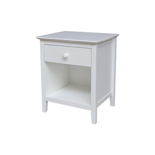 International Concepts Solid Wood Nightstand with 1 Drawer in White