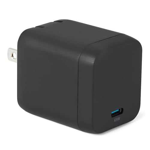 Amazon Basics 65W Fast Charging USB-C GaN Wall Charger, 1-Port PD 3.1, Compact with Foldable Plug for Laptops, Tablets, Phones, Black