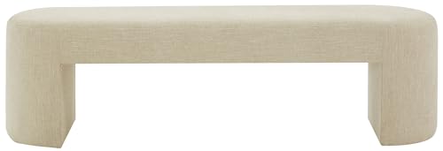 SAFAVIEH Couture Collection Dallyce Contemporary Beige Linen Upholstered Bench (Fully Assembled)