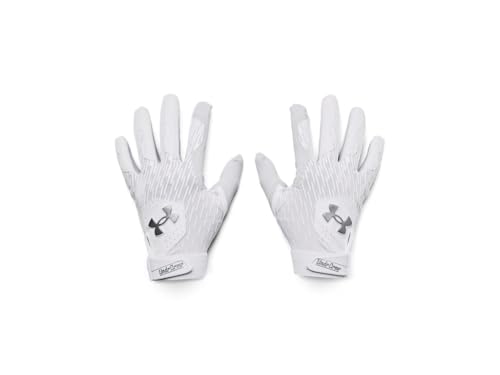 Under Armour Men's Clean Up Baseball Gloves, (100) White/Metallic Silver/Metallic Silver, Large