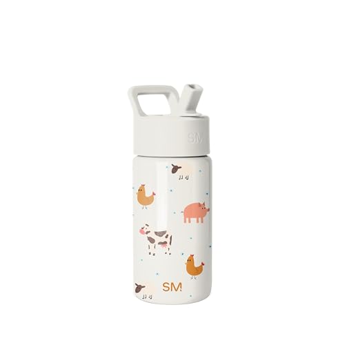 Simple Modern Kids Water Bottle with Straw Lid | 14oz Insulated Stainless Steel Kids Tumbler & Spill Proof Toddler Cup for School, Girls, Boys | Summit | Farm Animals