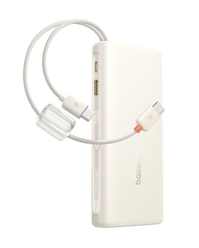 Baseus Portable Charger with Built in Cable, 100W Laptop Power Bank 20000mAh, Travel Essential Fast Charging USB C Battery Pack for MacBook, iPhone 17/16 Series, Samsung Galaxy S25/24, TSA-Approved