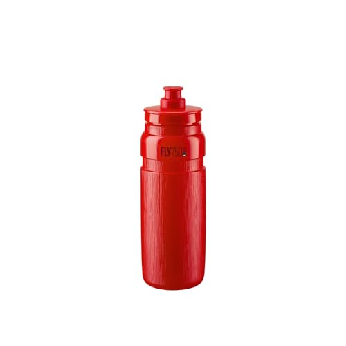 ELITE Fly Tex Cycling Water Bottle 750ml – Red – Ultra-Lightweight, BPA-Free, Easy-Squeeze Sports Bottle for Road, MTB & Gravel