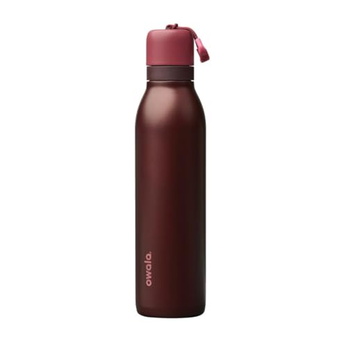 Owala FreeSip Twist Insulated Stainless Steel Water Bottle with Straw for Sports and Travel, BPA-Free, 24-oz, Black Cherry