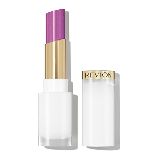 REVLON Super Lustrous Glass Shine Balm, Hydrating Tinted Lip Balm with Hyaluronic Acid, Aloe & Rose Quartz, Light-Medium Purple Lipstick, NEW Shade, 017 Luminous Lilac, 0.11 oz