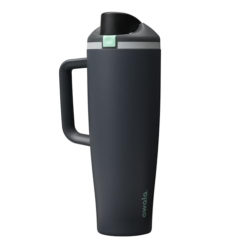 Owala FreeSip Tumbler Insulated Stainless Steel Water Bottle with Built-in Straw and Side Handle, For Travel, Work, School, and Sports, 40oz, BPA Free, Leak Proof, Foggy Tide