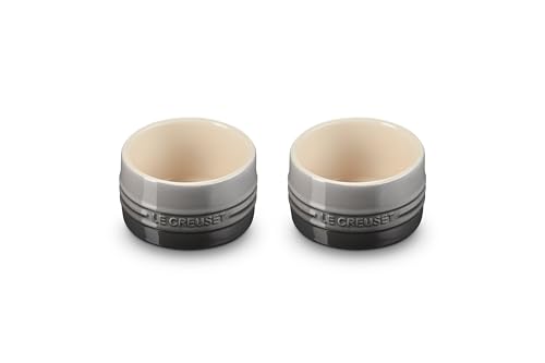 Le Creuset Stoneware Round Ramekin Straight Wall Set of 2, 7 oz. Each, Oyster