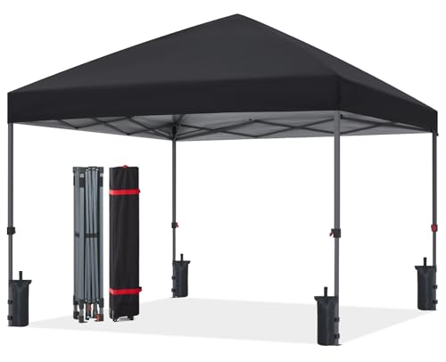 ABCCANOPY Pop Up Canopy - Outdoor Patio Portable Canopy Tent Heavy Duty for Backyard and Deck with 4 Sandbags(Black, 10x10)