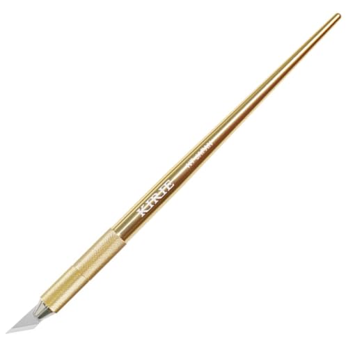 NT Cutter KIRIE Luxury Milled Aluminum Precision Art Knife, Dia 6mm thin-shaft, 7.3g light weight, Lower Center of Gravity, Yellow Gold, 1 ea. (DK1P-YG)