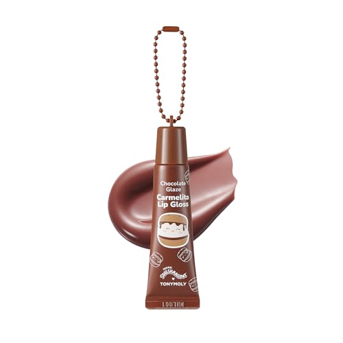 TONYMOLY x Squishmallows Carmelita’s Chocolate Glaze Keychain Lip Balm – Sheer Brown Gloss with Cocoa & Shea Butter, Hydrating & Nourishing, 11ml