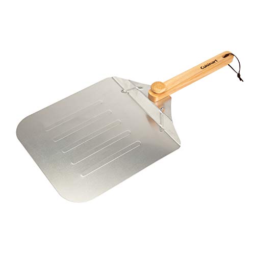 Cuisinart 12” Aluminum Pizza Peel, Lightweight Pizza Spatula with Foldable Wood Handle for Family Pizzas, Dough, Bread, Flatbreads, and More
