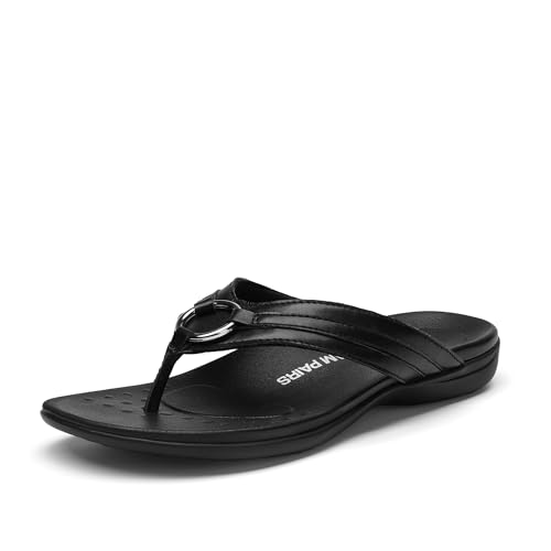 DREAM PAIRS Arch Support Flip Flops for Women Quick-Dry Comfortable EVA Footbed TPR Anti-Slip Sole Orthotic Dressy Thong Sandals for Beach Pool Summer All-Day Wear,Size 6,All Black,SDFF26003W