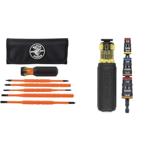 Klein Tools 8-in-1 Interchangeable Insulated Screwdriver Set and 7-in-1 Impact Flip Socket Set with Handle