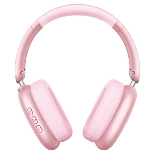 Wentronic Y01 Wireless Noise Canceling Headphones Bluetooth 5.3 Over Ear Headphones with Microphone, Hi-Res Audio, 48H Playtime, Foldable Comfortable Earpads,Compatible with iOS,Android,PC, Pink