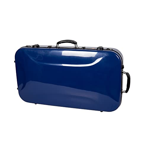 Crossrock Fiberglass Double Violin & Viola Case- Accommodates 1 violin and 15~16.5" viola- Includes TSA lock, Protective Blanket, Hygrometer, Removable Shoulder Straps- Navy Blue(CRF2020DVLNVBL)