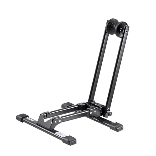 VEVOR Bike Rack, Fits 20 to 27 Inch Mountain & Road Bikes, Alloy Steel Rust-Resistant Bike Floor Stand Rack, Foldable Bicycle Stand for Entryway, Garage, Home Bikes Parking & Storage, 1 Pack, Black