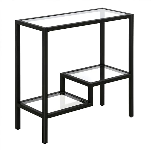 Henn&Hart 24" Wide Rectangular Side Table in Blackened Bronze, Table for Living Room, Bedroom