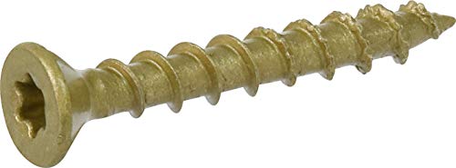 Power Pro Premium One Multi-Material Flat Head Screws, Epoxy Coated Steel, Fasten in Wood, Metal, Concrete, Drywall and Plastic, Bronze, #8 x 1-¼ inches, Box of 194 Screws