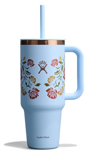 Hydro Flask 40 Oz Travel Tumbler with Handle, Lid and Straw - Insulated Stainless Steel in Western Light Blue