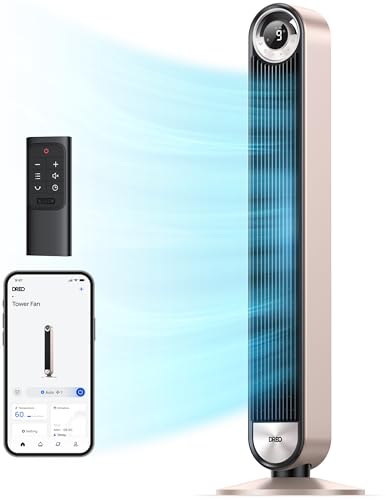 DREO Tower Fan for Bedroom, 90° Oscillating Standing Fan with 28ft/s Velocity, 20dB Quiet for Sleep, DC Motor, 9 Speeds, 4 Modes, 12H Timer, Voice & APP & Remote Control, 42" Cruiser Pro T2 S