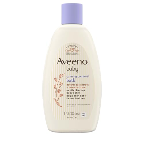 Aveeno Baby Calming Comfort Bath & Wash with Relaxing Lavender & Vanilla Scents & Natural Oat Extract, Hypoallergenic & Tear-Free Formula, Paraben-, Phthalate- & Soap-Free, 8 fl. Oz