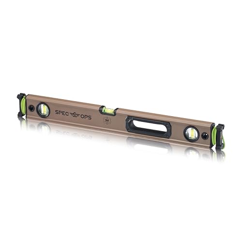 Spec Ops Tools Box Beam Level for Framing & Layout, 33% Larger Precision Block Vials, Tourniquet Attachment System, Magnetic, Box Beam 24"