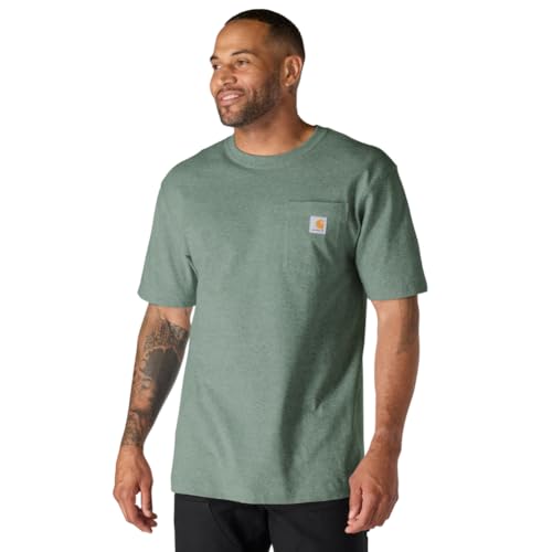 Carhartt Men's Iconic K87 Pocket T-Shirt, Green Slate Heather, Medium