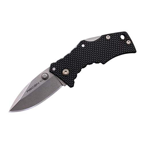 Cold Steel Micro Recon 1 Folding Knife 2" 4034SS Spear Point Blade, 2.375" Griv-Ex Handle with Tri-Ad Lock, Ambidextrous Pocket/Belt Clip