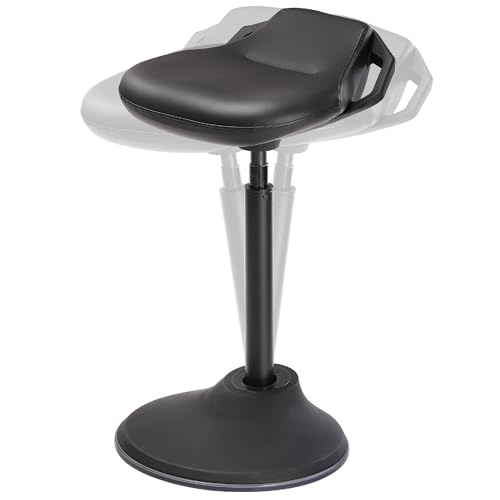 SONGMICS Ergonomic Wobble Stool, Height Adjustable Standing Desk Stool 23.6-33.3 Inches, Swivel Balance Chair with Non-Slip Base, Standing Chair, for Active Sitting, Office, Home, Ink Black UOSC12BK
