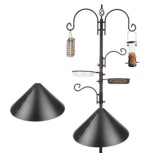 Bird Feeder Pole with Squirrel Baffle - Deluxe Feeder Station Kit Includes Suet Cage, Wild Bird Feeders & Planter Hanger for Garden, Yard