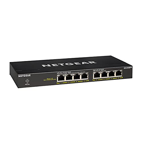 NETGEAR 8-Port PoE+ Gigabit Ethernet Unmanaged Essentials Switch (GS308PP) - with 8 x PoE+ @ 83W, Desktop or Wall Mount