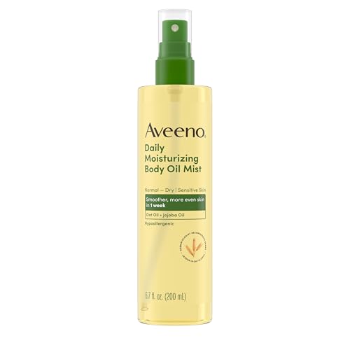 Aveeno Daily Moisturizing Body Oil Mist with Oat Oil and Jojoba Oil for Rough, Dry, Sensitive Skin, Nourishing Body Spray for Smoother, More Even Skin, Paraben- & Silicone-Free, 6.7 fl. oz
