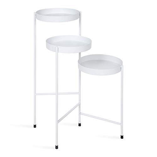 Kate and Laurel Finn Tri-Level Metal Plant Stand, White