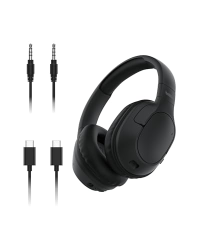 Belkin SoundForm Surround Bluetooth Over-Ear Headphones - Environmental Noise Cancelling Headphones - Wireless w/ 60H Playtime & Soft Ear Cups for iPhone, Galaxy, iPad, Travel, Home, or Office - Black