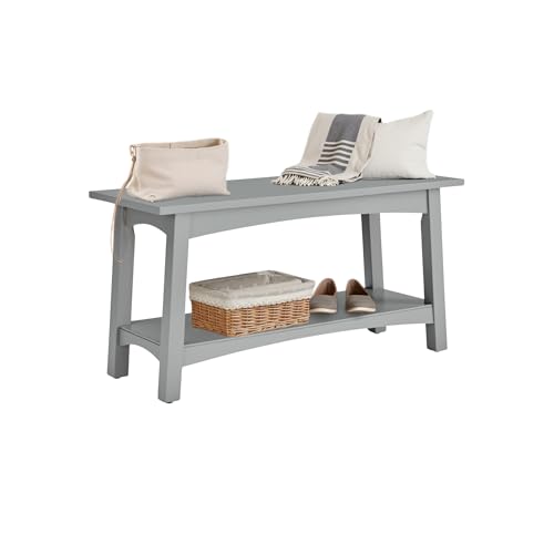 Craftsbury 36-Inch Wood Entryway Bench with Storage Shelf – Dove Gray Accent Bench for Entryway, Hallway, or Living Room – Small Space Seating with Farmhouse Charm by Alaterre Furniture