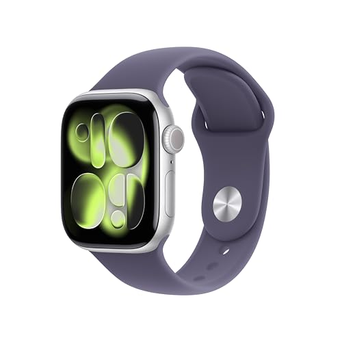 Apple Watch Series 11 [GPS + Cellular 42mm] Smartwatch with Silver Aluminum Case with Purple Fog Sport Band - S/M. Sleep Score, Fitness Tracker, Health Monitoring, Always-On Display, Water Resistant