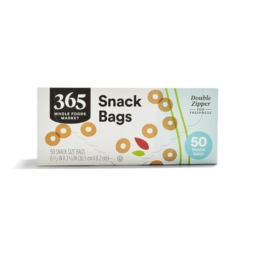 365 by Whole Foods Market, Snack Size Storage Bags, Double Zipper, 50 Count