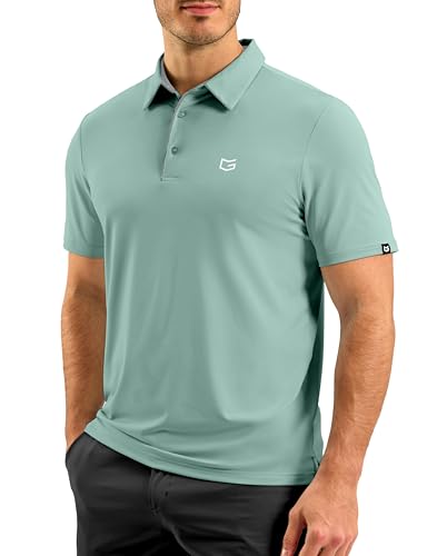 G Gradual Mens Golf Shirt Dry Fit Stretch Polo Shirts for Men Moisture Wicking Short Sleeve Polos Athletic Tennis Casual(Jasmine Green, L)