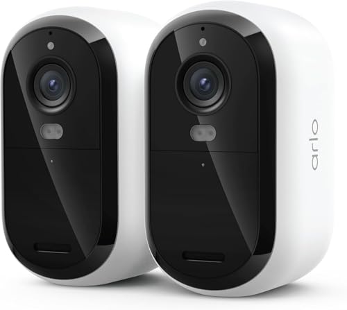 Security Cameras Wireless Outdoor - Arlo Essential Battery 2K (3rd Gen, Latest Version), Color Night Vision, Two-Way Audio, Home Security, Person/Package/Vehicle/Animal Detection, White - 2-Pack