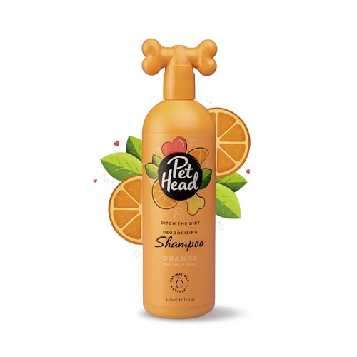 Pet Head Ditch the Dirt Dog Shampoo | Orange Scent | Deodorizing Shampoo for Smelly Dogs | Deep Cleans and Removes Odors | Vegan | Gentle Formula for Puppies | Made in USA | 16 fl. oz.