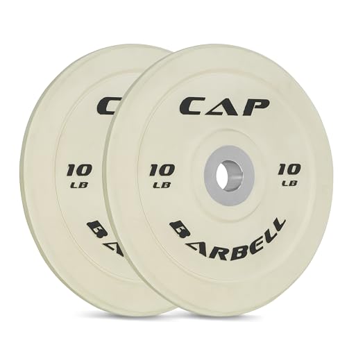 CAP Barbell Competition Olympic Bumper Plate Set, White, 10 lb Pair