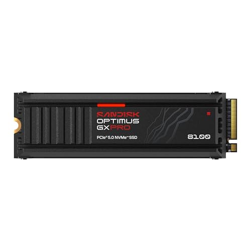 SANDISK 4TB Optimus GX PRO 8100 PCIe 5.0 NVMe SSD with Heatsink - M.2 2280, Up to 14,900 MB/s Read Speed, Lightning-Fast Performance - SDSP82400TAH